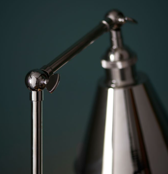 Modern Bright Nickel Desk Lamp – Adjustable Arm - 55cm