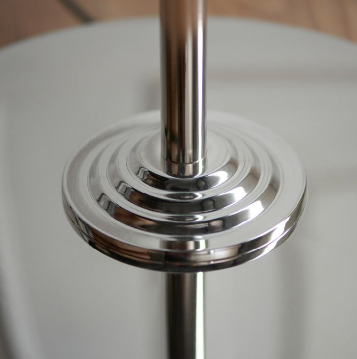 Contemporary Brushed Chrome Floor Lamp With Beige Fabric Shade
