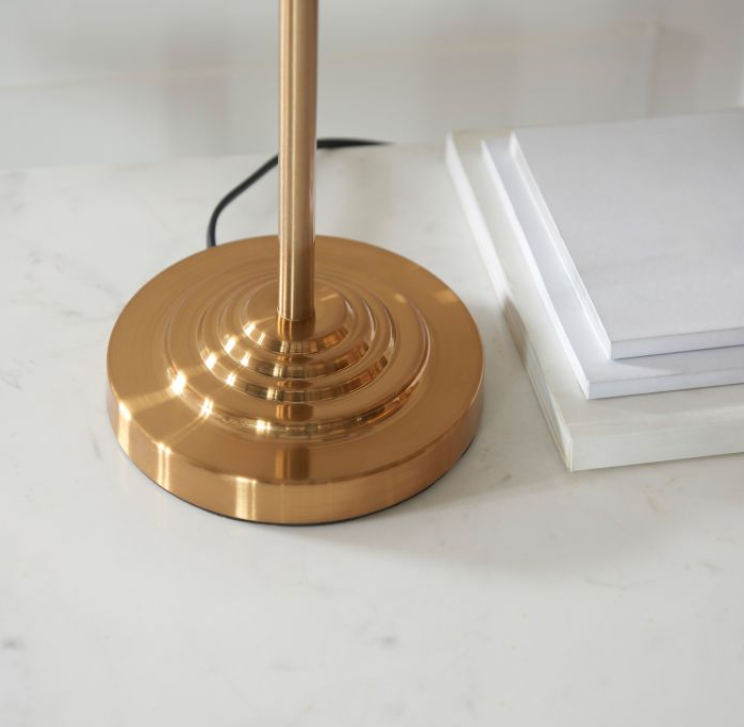 Classic Brass 3 Light Table Lamp – Vintage Brass & Fabric Shade -50 cm