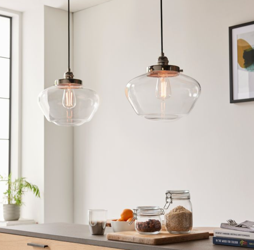 Modern Bright Nickel & Clear Glass Pendant Light – Modern Hanging Ceiling Fixture