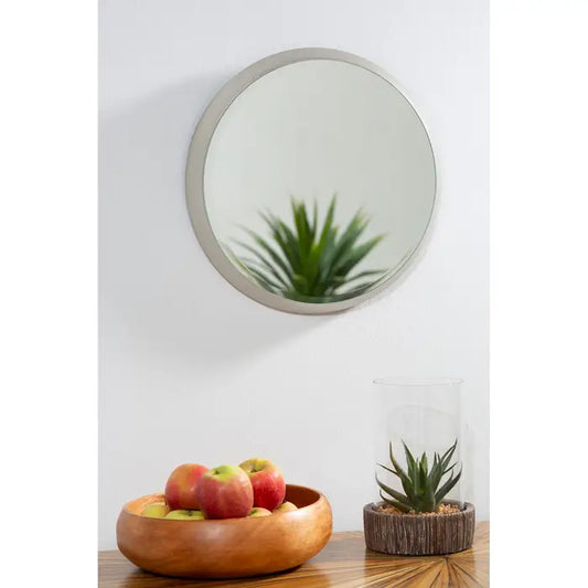 Sleek Silver Round Mirror – Iron Frame & Minimalist Design  