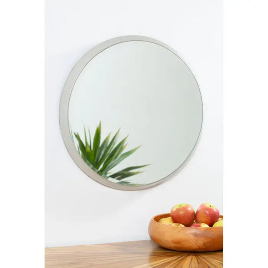 Elegant Silver Round Mirror – Iron Frame & Sleek Design  