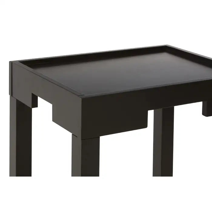 Minimalist Black Wooden Side Table – Dual-Level Design with Clean Lines