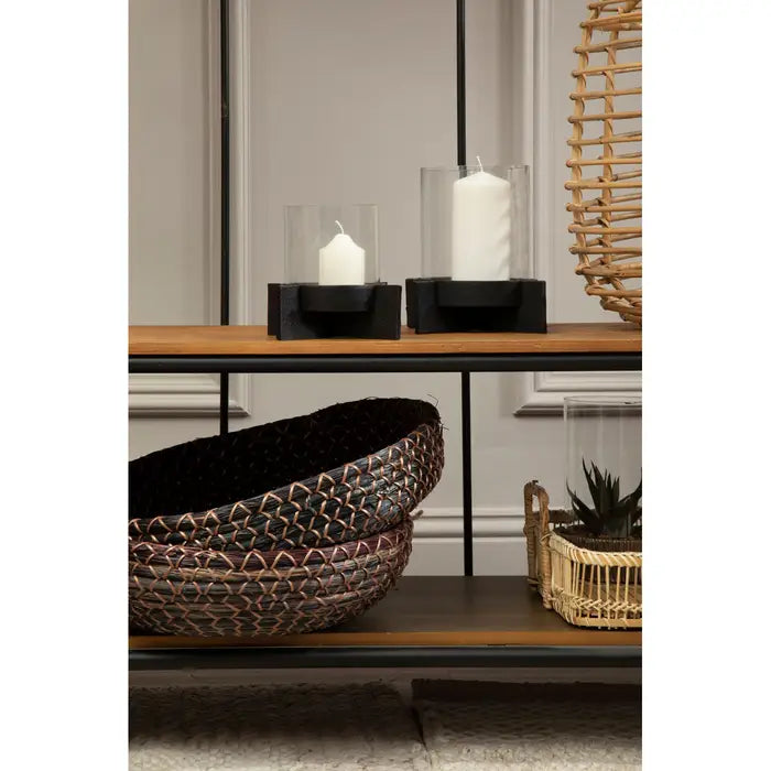 Kenwyn Bench / Coat Rack, Natural Wood, Black Metal Frame