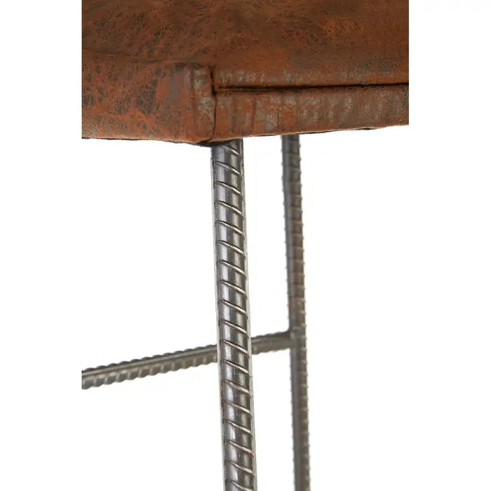 Stylish Leather & Metal Bar Stool – Comfortable Brown Seat & Durable Metal Frame