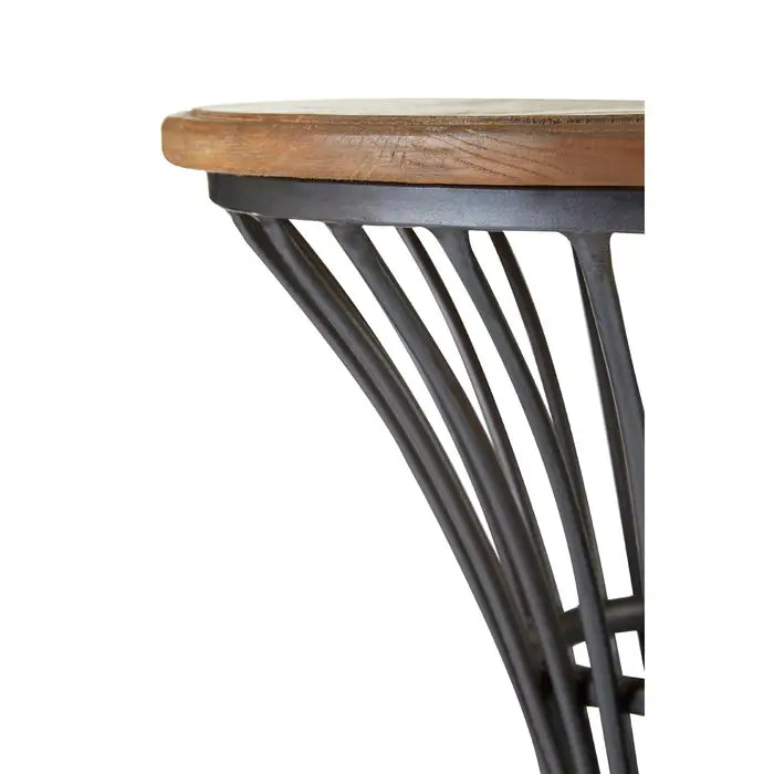 Elegant Metal & Wood Bar Stool – Natural & Silver Finish