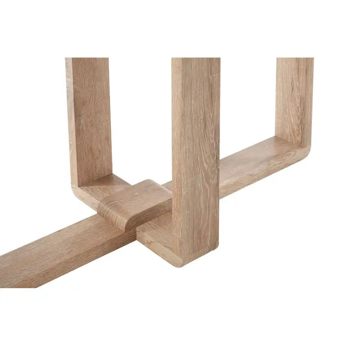 Modern Glass-Top Console Table – Clear Glass with Natural Wood Base