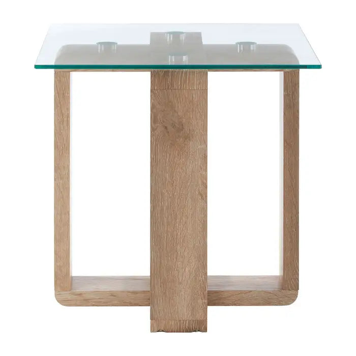 Elegant Oak & Glass Square Side Table – Modern Design with Durable Build - 