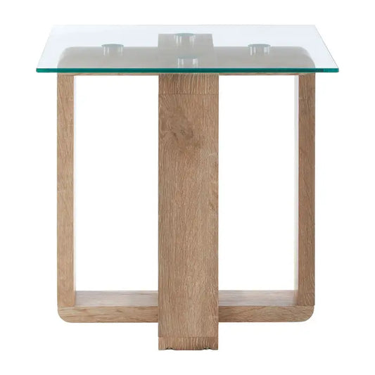 Elegant Oak & Glass Square Side Table – Modern Design with Durable Build - 