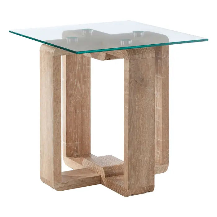Elegant Oak & Glass Square Side Table – Modern Design with Durable Build - 