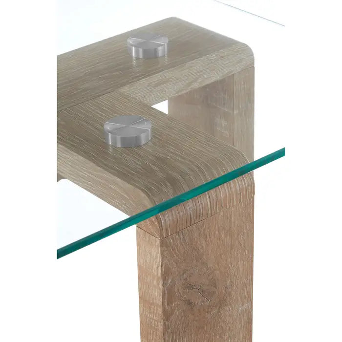 Elegant Oak & Glass Square Side Table – Modern Design with Durable Build