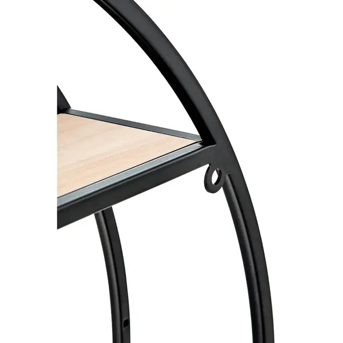 Modern Circular Wall Shelf – Natural Wood & Metal Frame