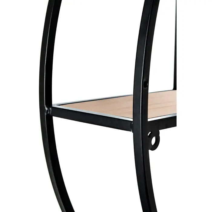Modern Circular Wall Shelf – Natural Wood & Metal Frame