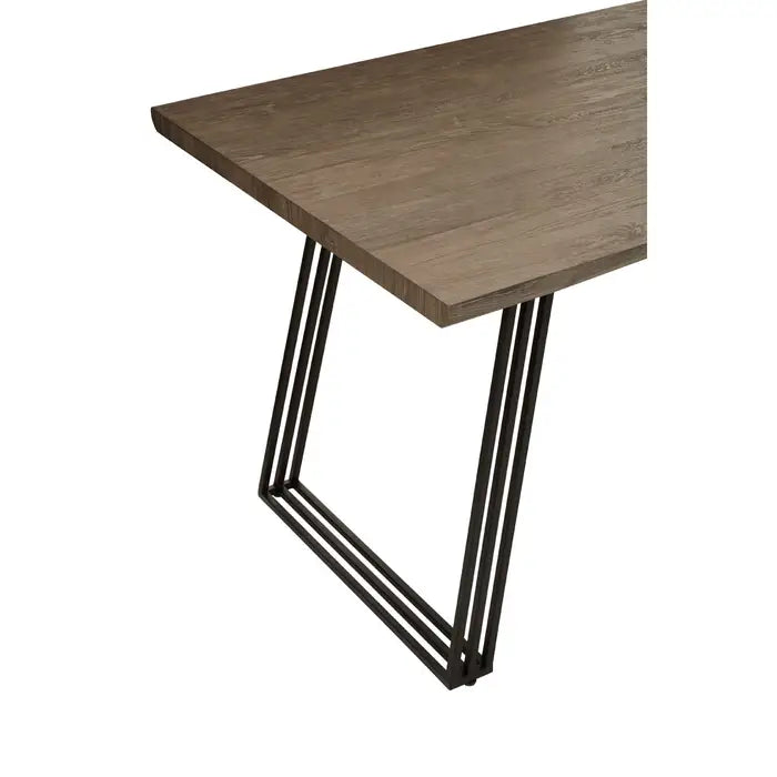 Industrial Black &amp; Brown Dining Table – Sleek & Minimalist Design