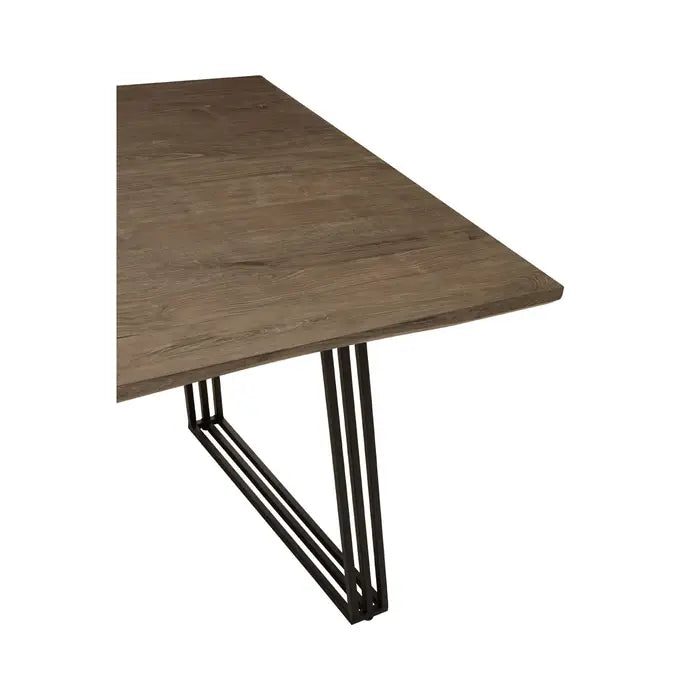 Industrial Black &amp; Brown Dining Table – Sleek & Minimalist Design