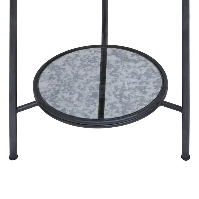 Industrial Black Metal Side Table – Glass Top & Lower Shelf