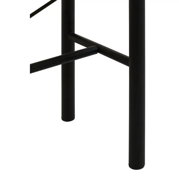 Granville Indoor Bench, Natural Rattan Seat, Black Metal Frame