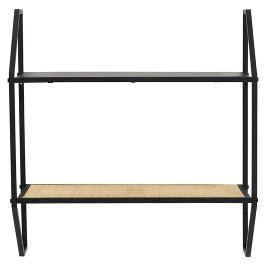 Modern Metal & Rattan Wall Shelf – Sleek Storage Solution - 