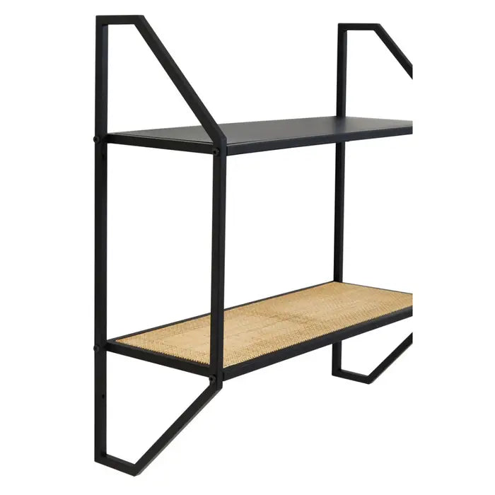 Modern Metal & Rattan Wall Shelf – Sleek Storage Solution