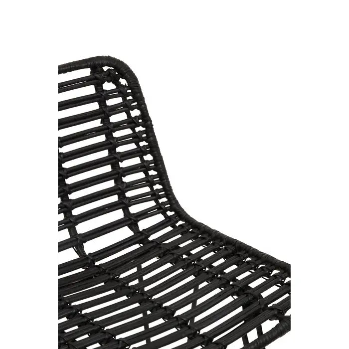 Sleek Black Rattan Bar Stool – Natural Rattan Seat & Metal Frame