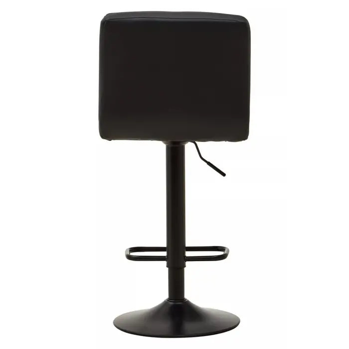 Sophisticated Black Leather Bar Stool – Adjustable Stainless Steel Frame