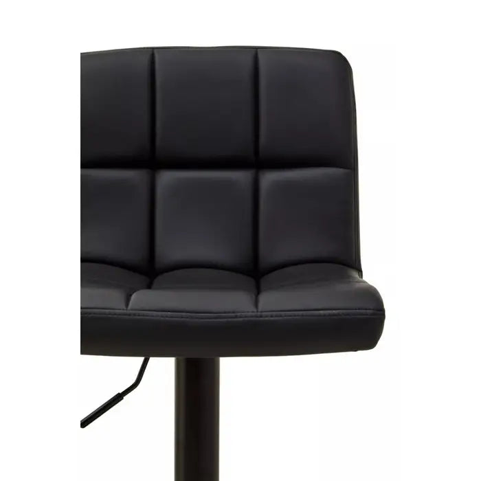Sophisticated Black Leather Bar Stool – Adjustable Stainless Steel Frame
