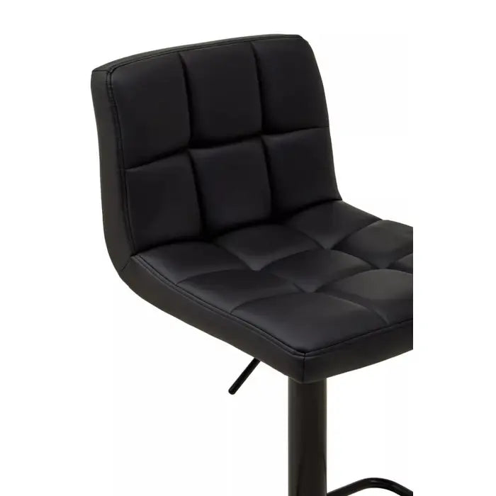 Sophisticated Black Leather Bar Stool – Adjustable Stainless Steel Frame
