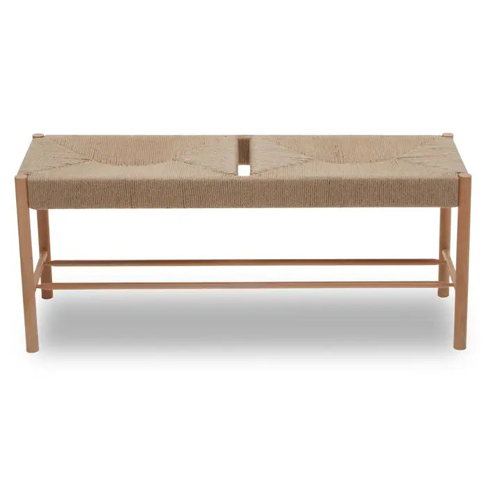 Crofton Indoor/ Dining Bench, Natural Wood, Natural Rope Seat