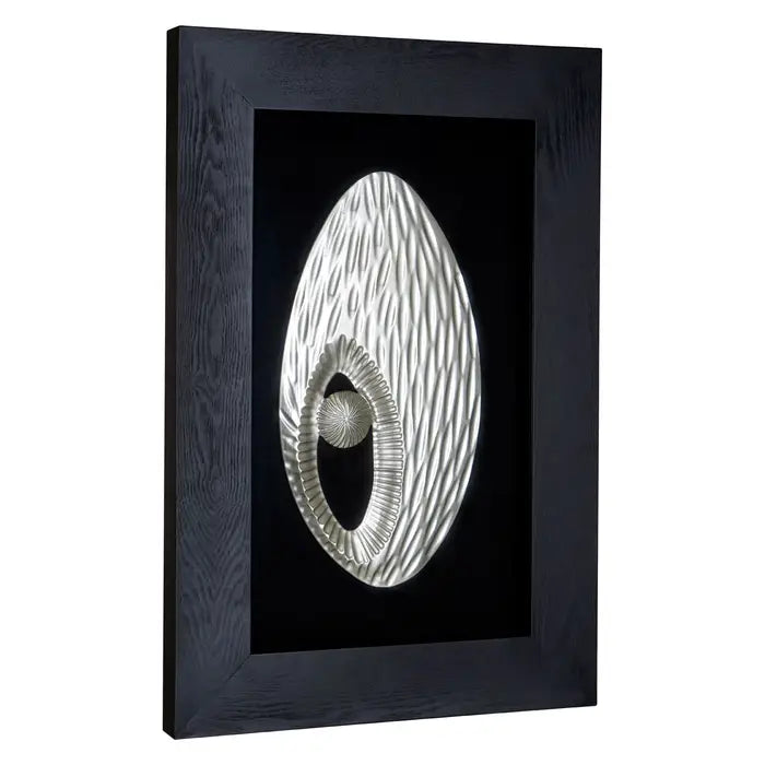 Framed Oval Carving Silver Wall Art