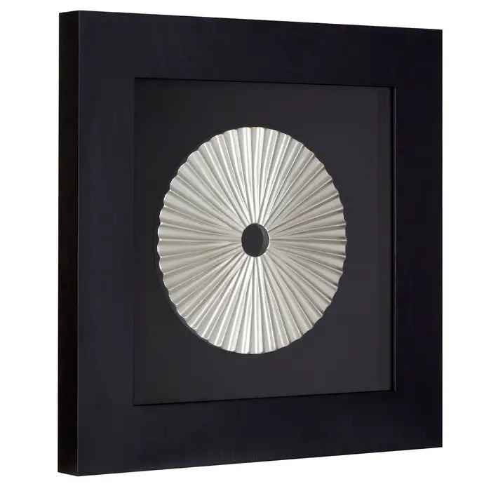 Framed Silver Fan Carving Wall Art