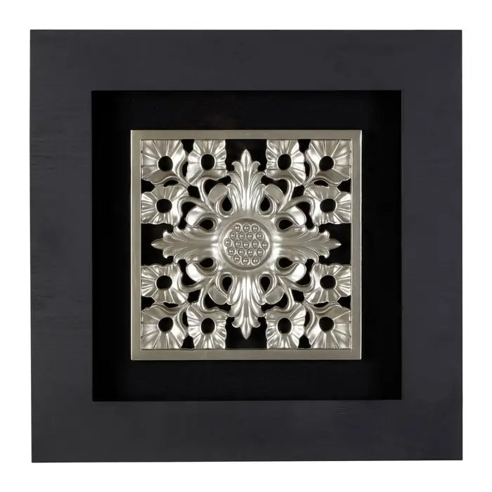 Framed Filigree Carving Wall Art In Black