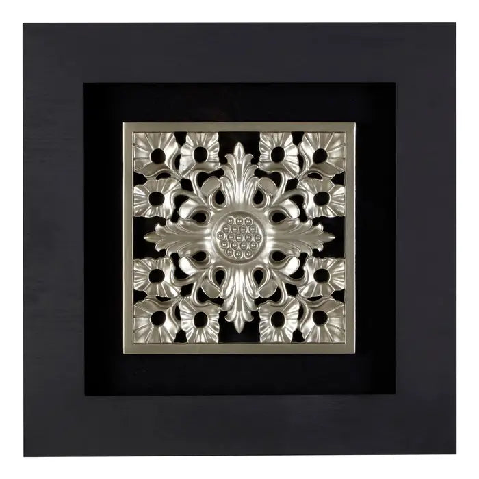 Framed Filigree Carving Wall Art In Black