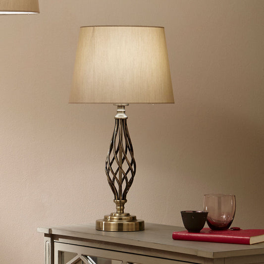 Elegant Antique Brass Table Lamp – Twisted Metal Base & Classic Shade  