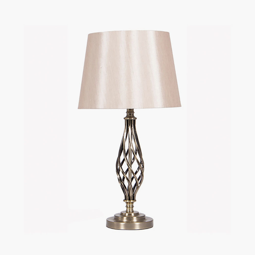 Elegant Antique Brass Table Lamp – Twisted Metal Base & Classic Shade  