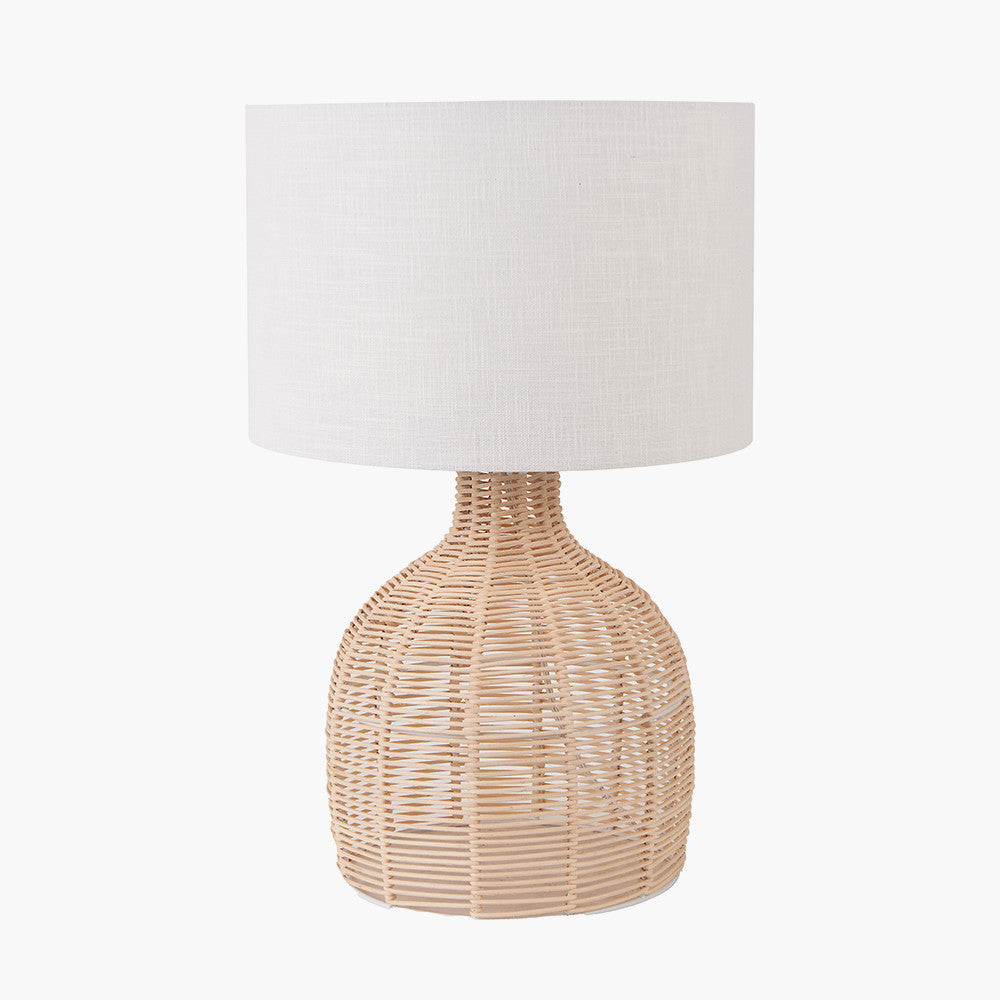 Natural Rattan Lamp with Linen Shade – Contemporary & Rustic Design - 