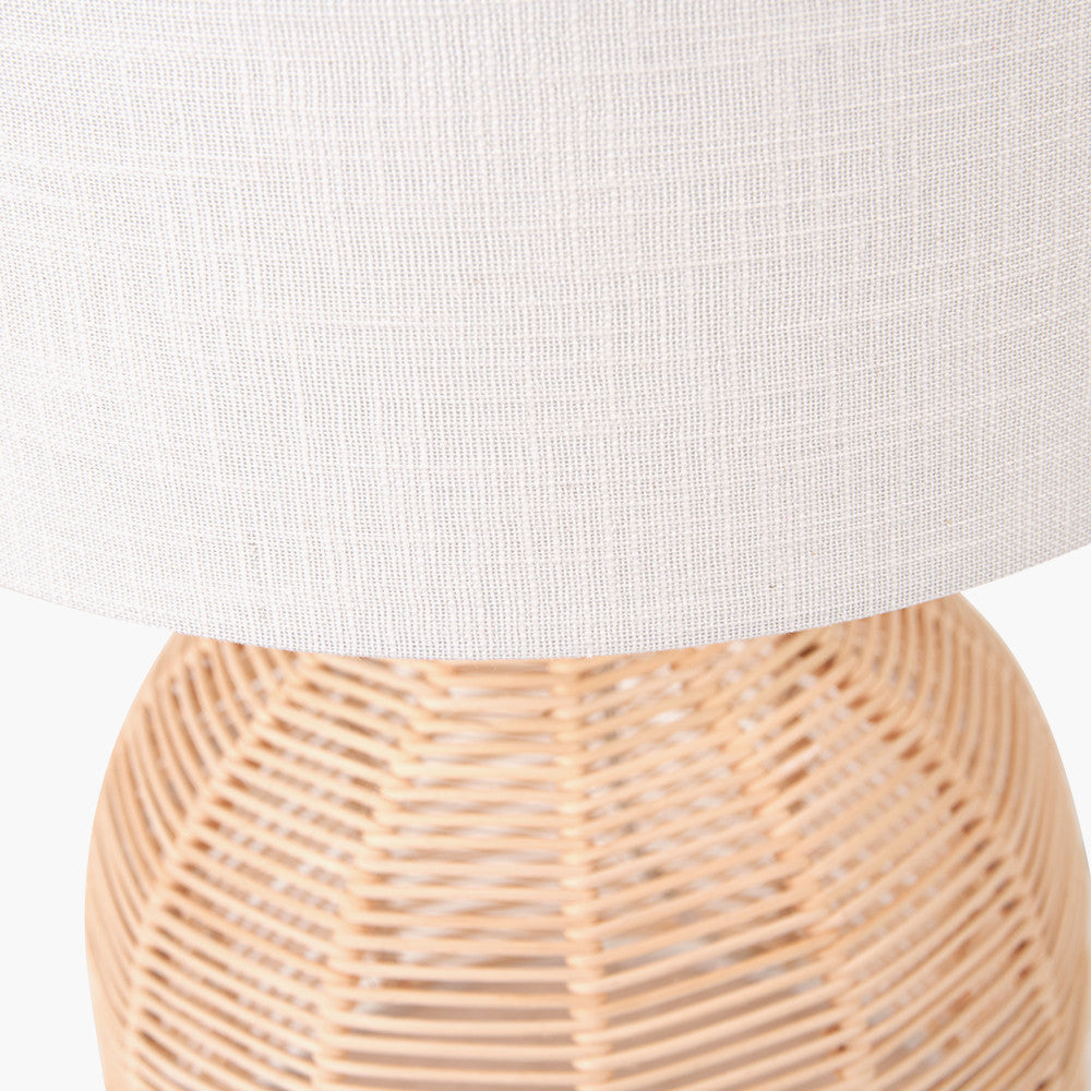 Modern Natural Rattan Table Lamp with Linen Shade – 47cm