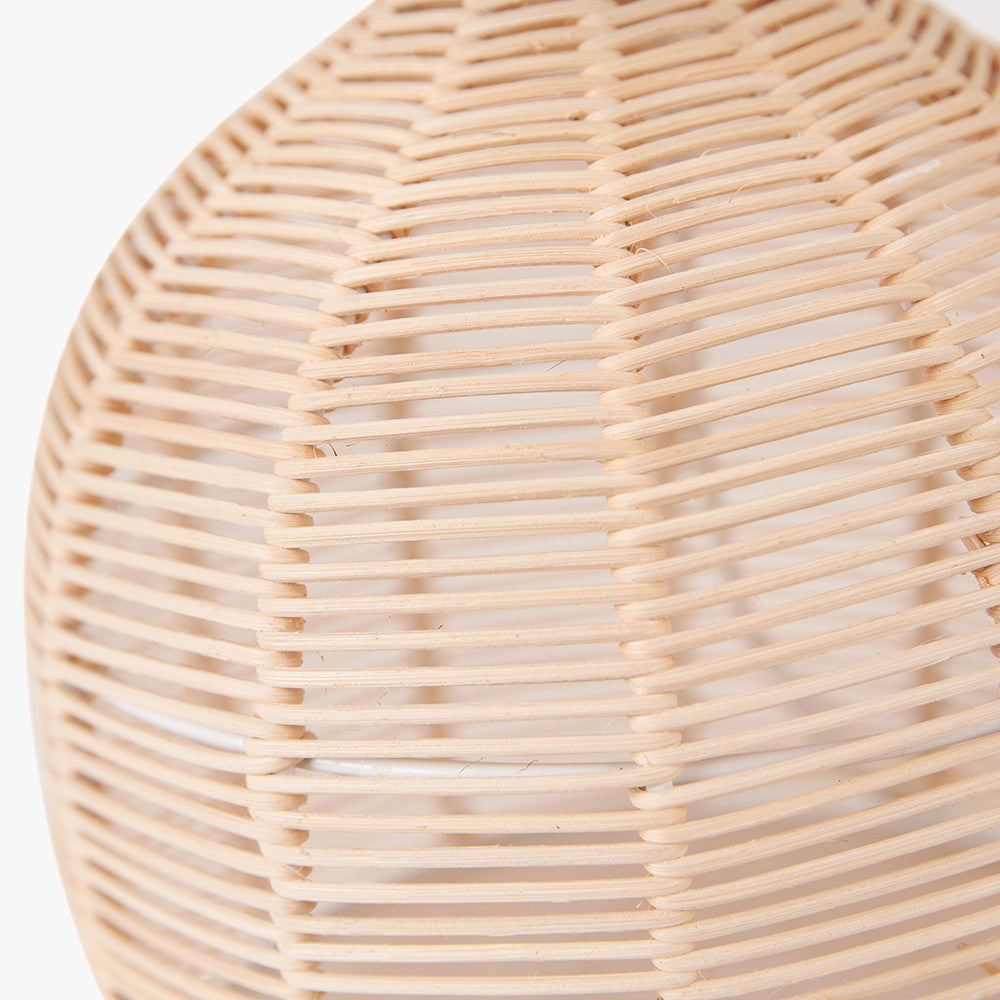 Modern Natural Rattan Table Lamp with Linen Shade – 47cm