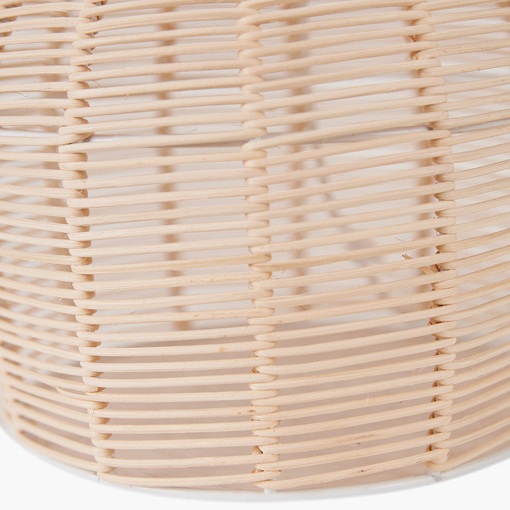 Modern Natural Rattan Table Lamp with Linen Shade – 47cm