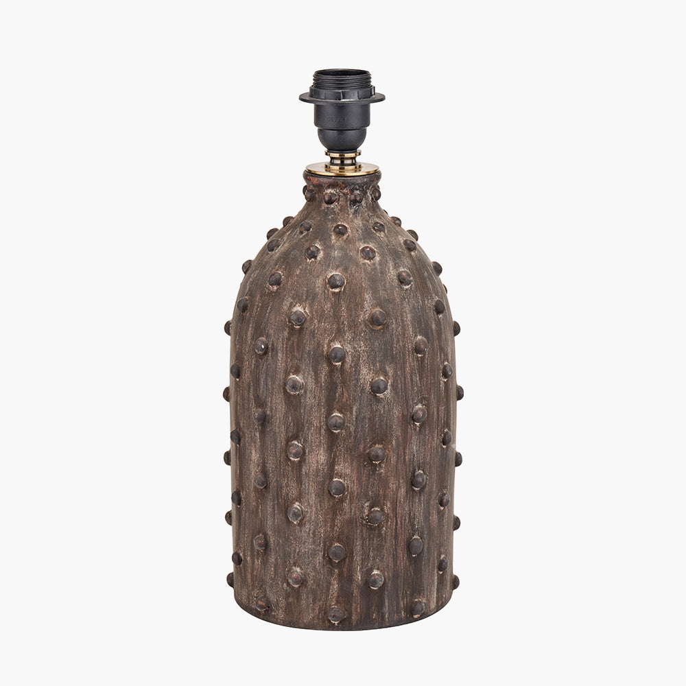 Rustic Grey Stoneware Table Lamp Base – Textured Design & LED Compatible - 