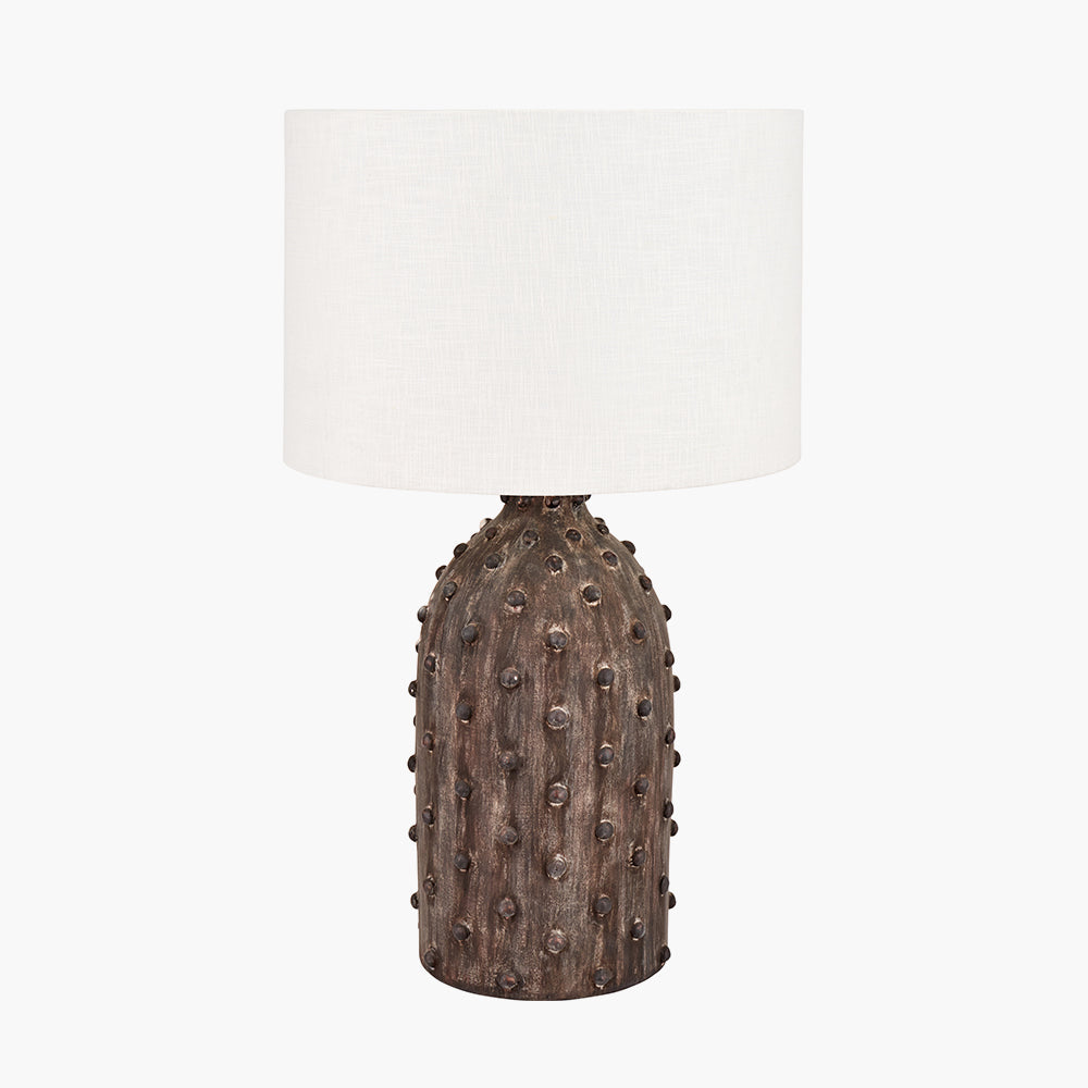 Rustic Grey Stoneware Table Lamp Base – Textured Design & LED Compatible