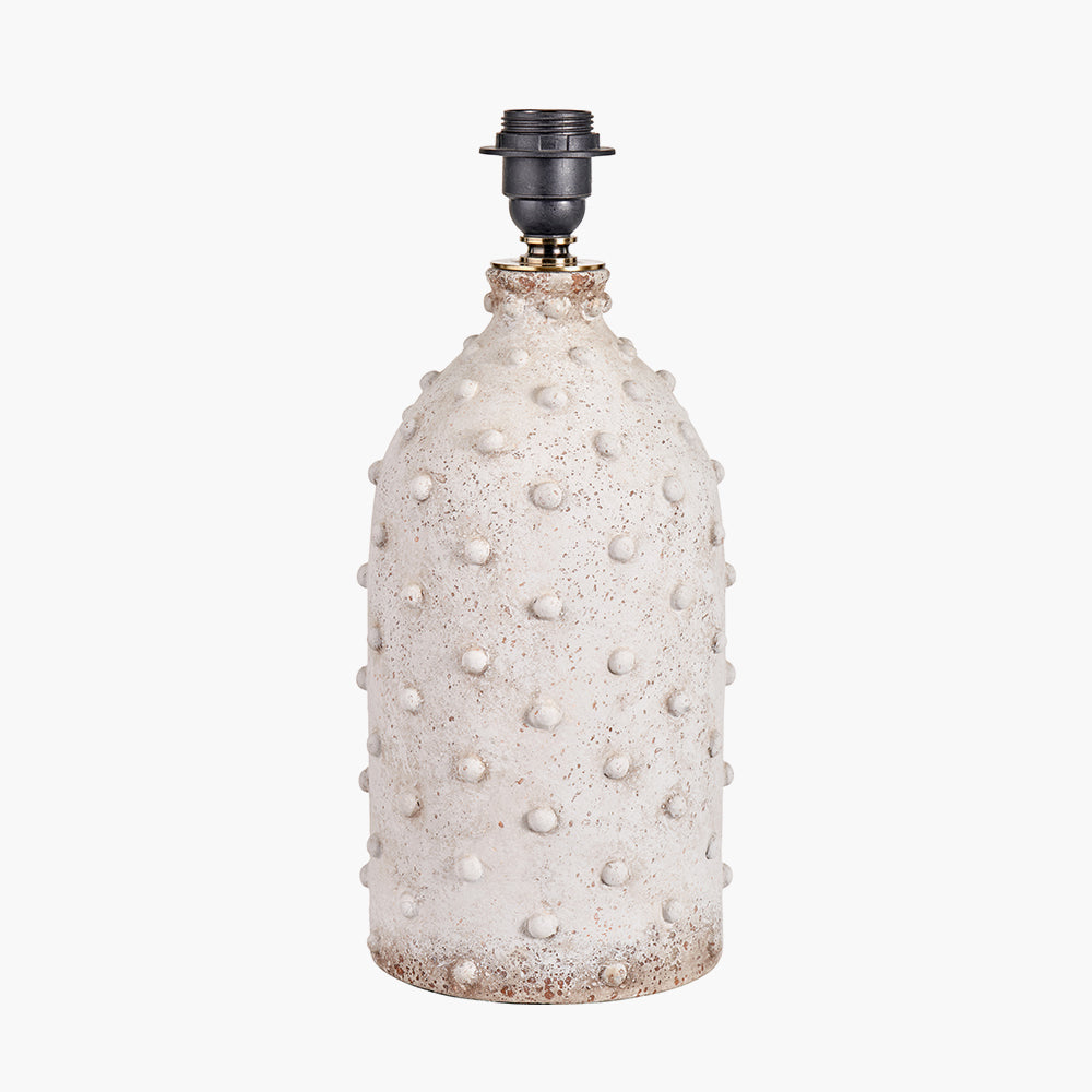 Textured Light Grey Stoneware Table Lamp Base – Dot Finish & LED Compatible