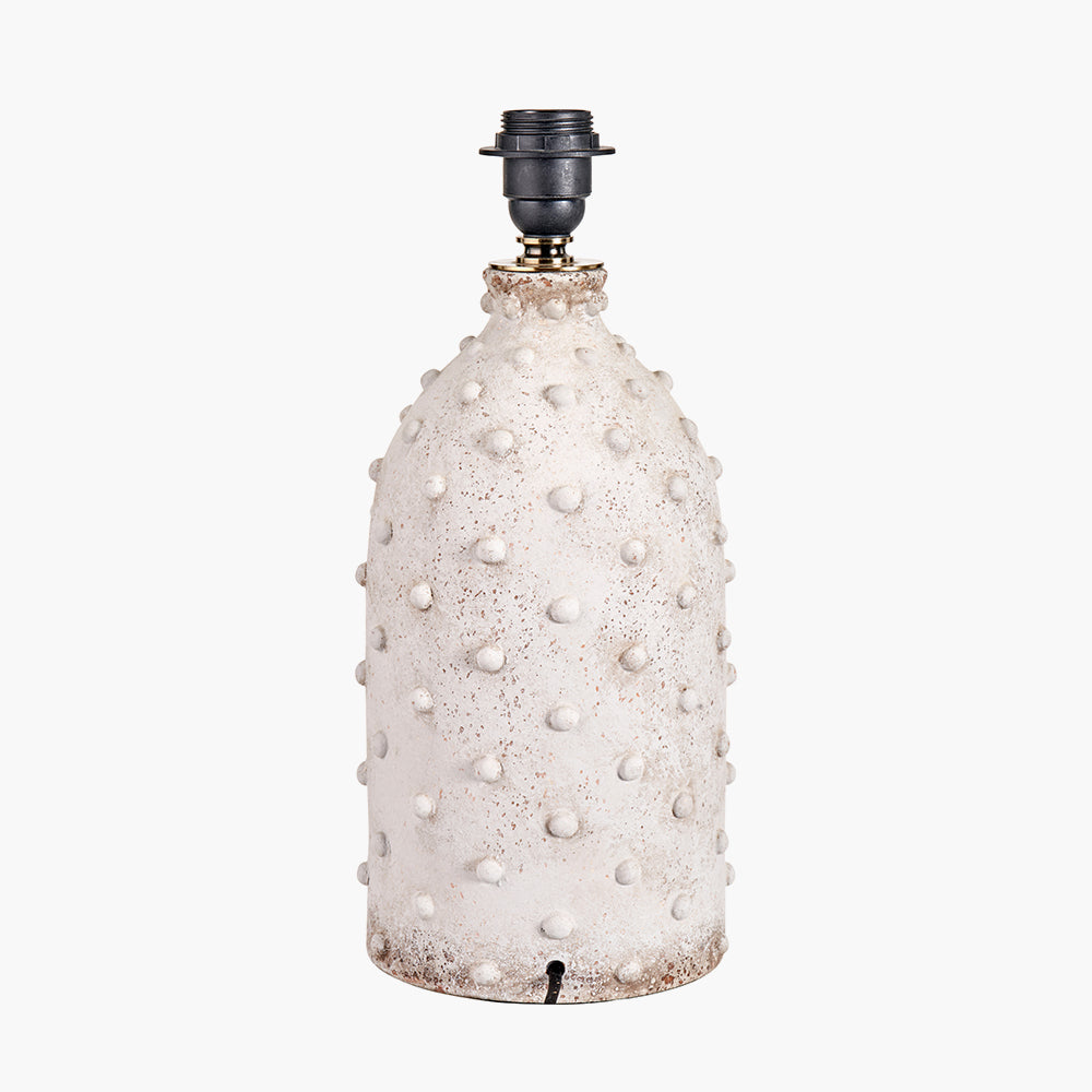 Textured Light Grey Stoneware Table Lamp Base – Dot Finish & LED Compatible