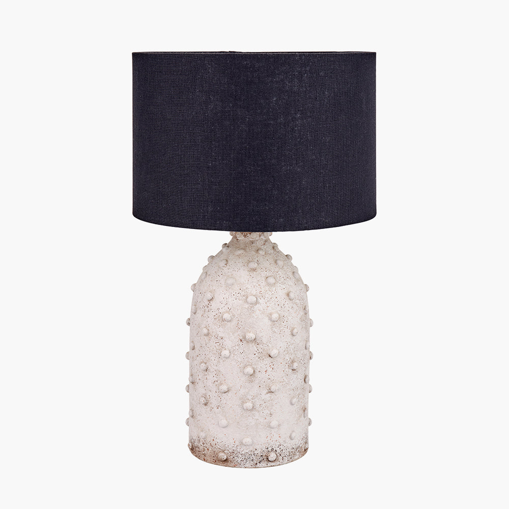 Textured Light Grey Stoneware Table Lamp Base – Dot Finish & LED Compatible
