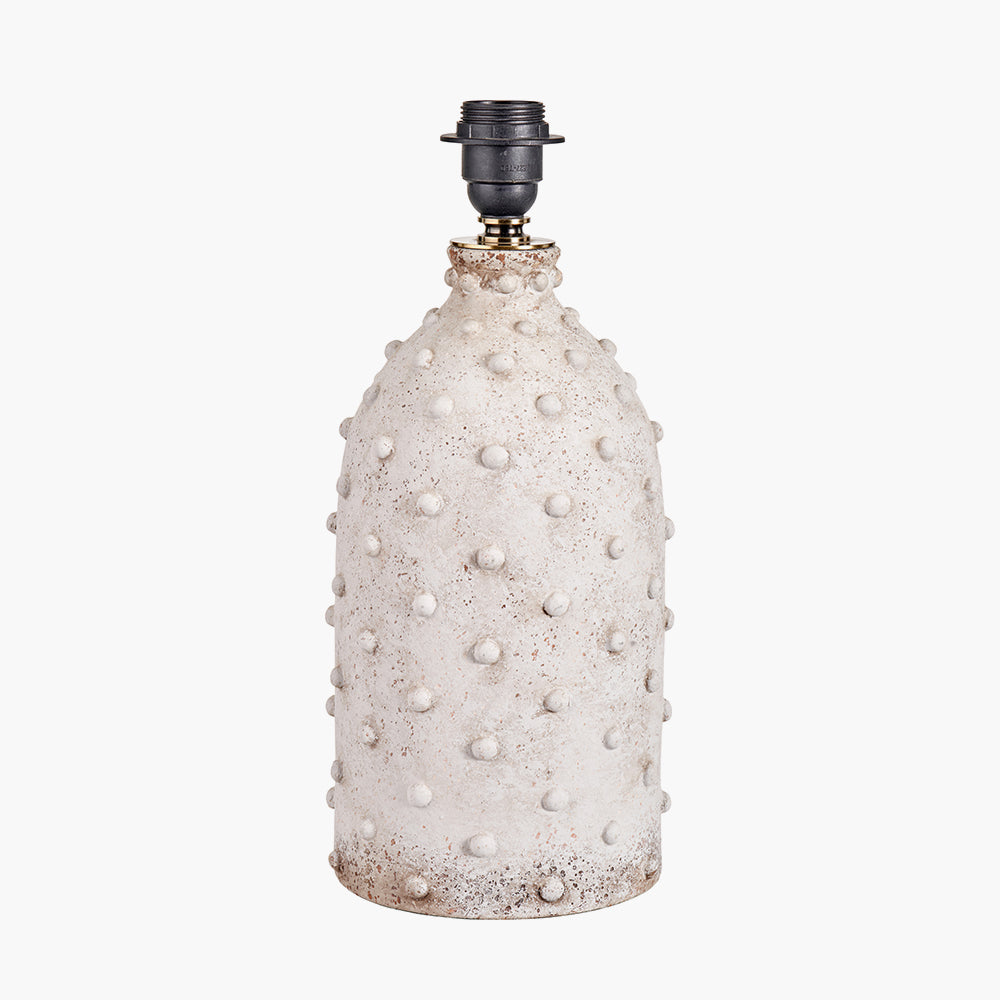 Textured Light Grey Stoneware Table Lamp Base – Dot Finish & LED Compatible - 