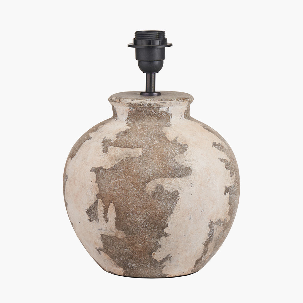 Rustic Cream Stoneware Table Lamp Base – Antique Finish & LED Compatible