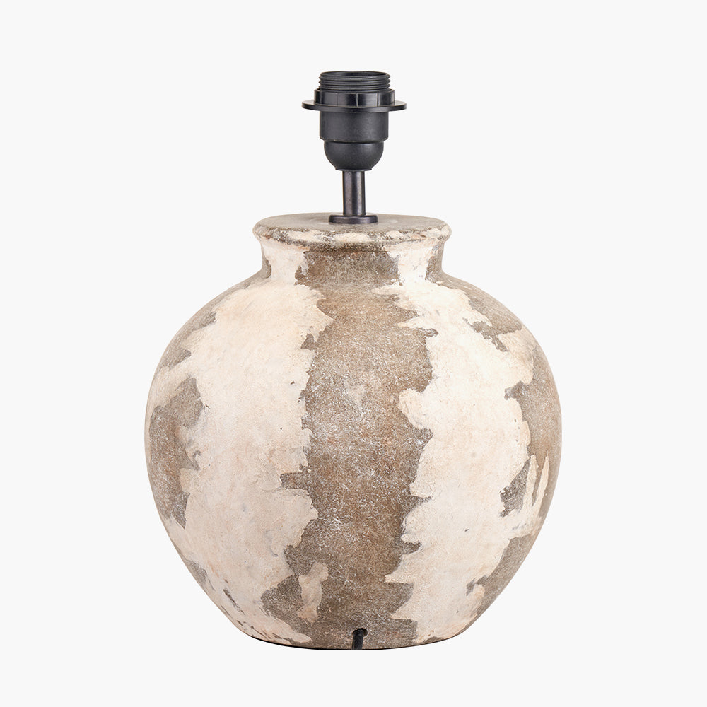 Rustic Cream Stoneware Table Lamp Base – Antique Finish & LED Compatible