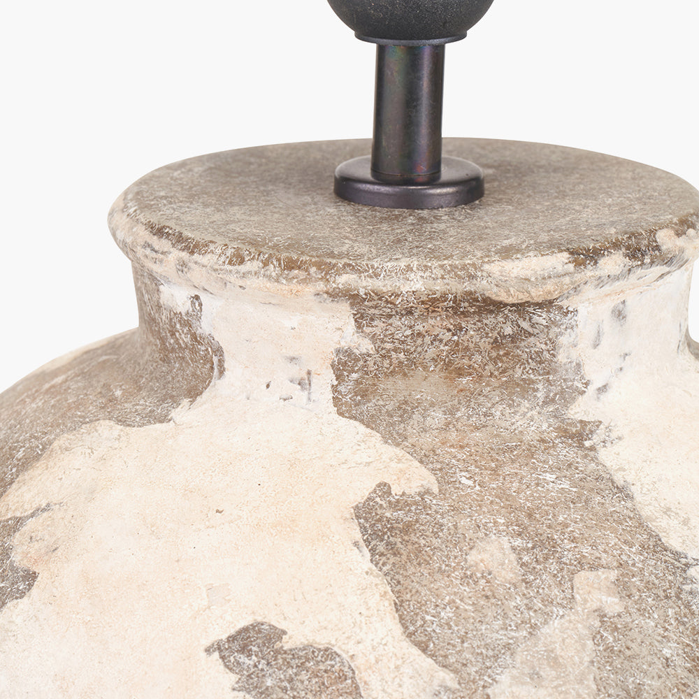 Rustic Cream Stoneware Table Lamp Base – Antique Finish & LED Compatible