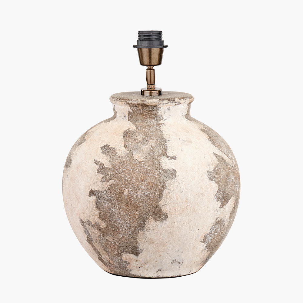 Rustic Cream Stoneware Table Lamp Base – Antique Finish & LED Compatible - 