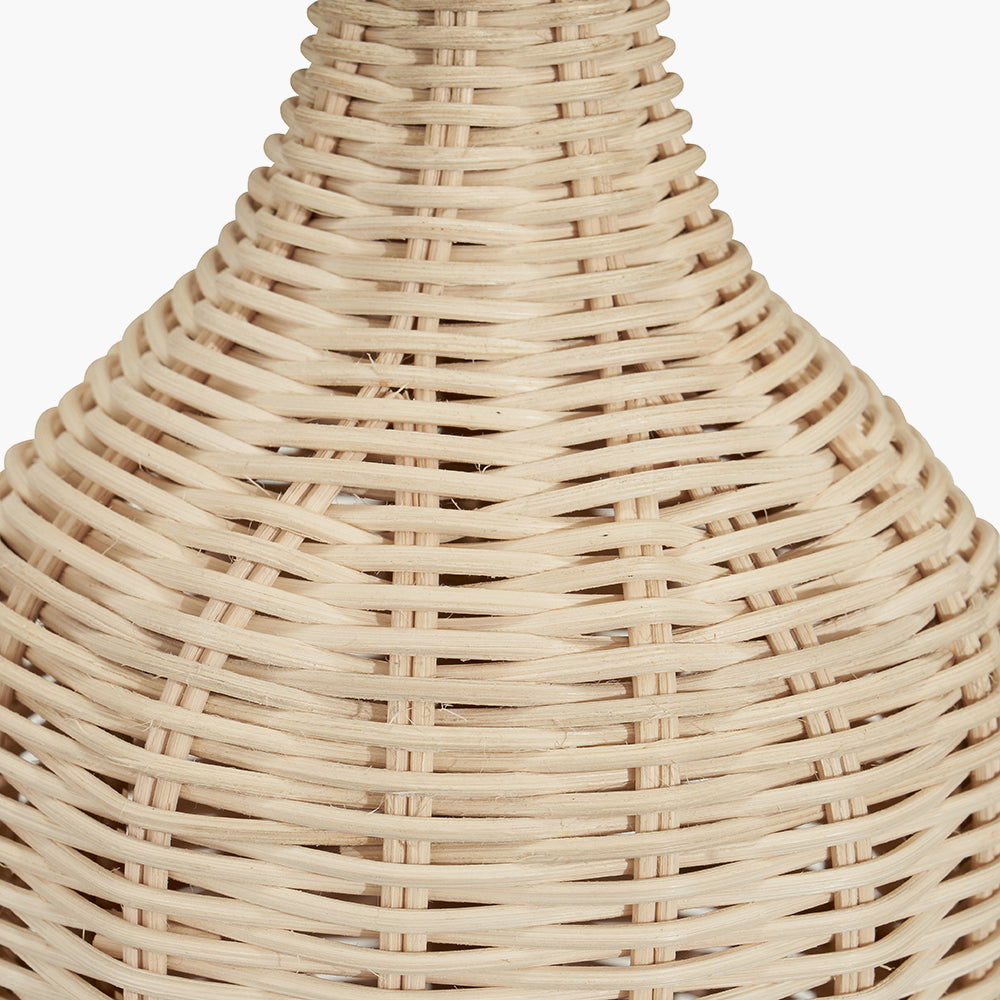 Elegant Natural Rattan Table Lamp – Textured White Linen Shade