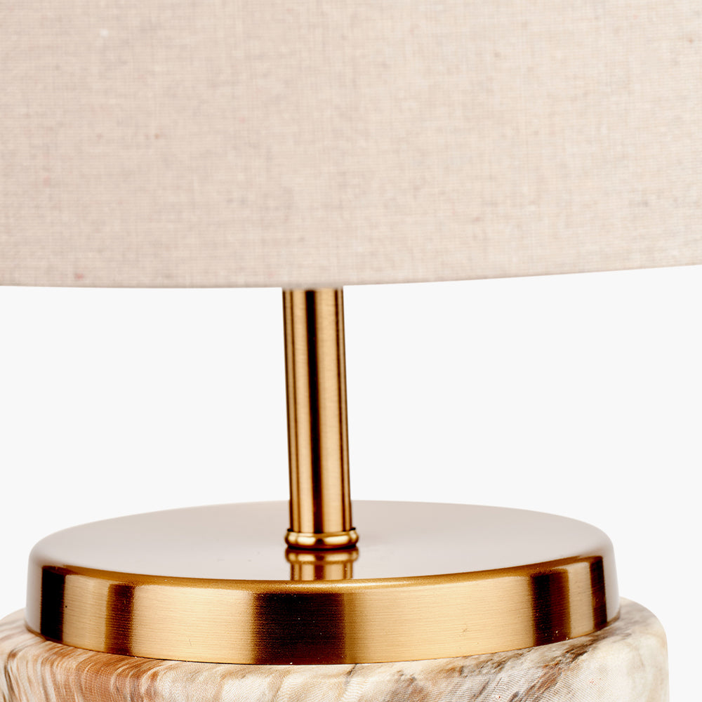 Contemporary Ceramic Table Lamp – Natural Stone Effect Base & Linen Shade